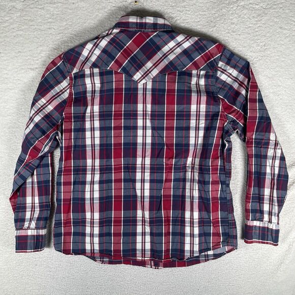 Levis Shirt Mens 2XL XXL Blue Red Western Pearl Snap Cowboy Rodeo Long Sleeved - Picture 10 of 12